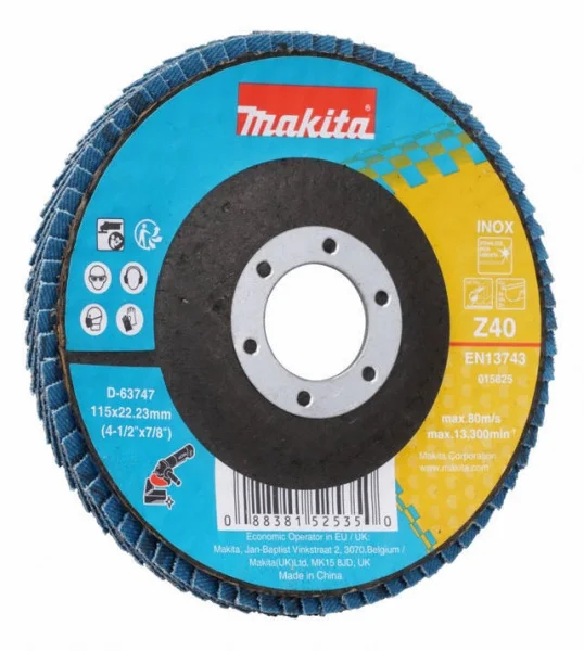 Makita disco lamellare angolato 115 mm in ossido di zinco per metallo - dettaglio 2