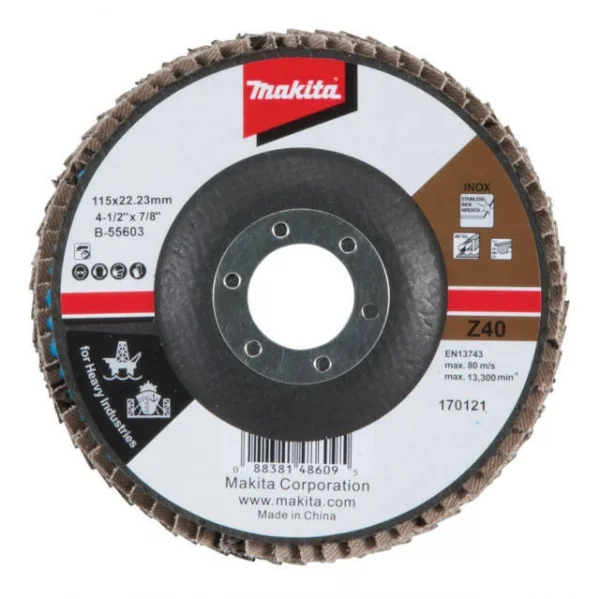 Makita disco lamellare 115 mm in ossido di zinco per acciaio inossidabile - dettaglio 1