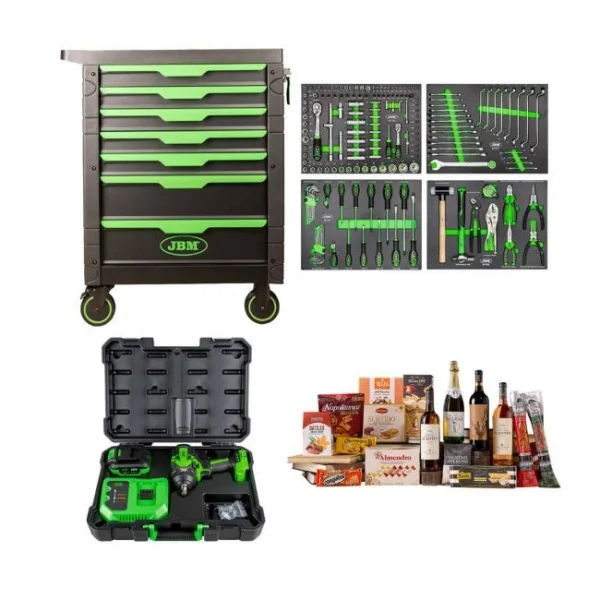 Jbm serie497c carrello 7 cassetti con 172 utensili e avvitatore a impulsi 1/2" 1000 nm a batteria - dettaglio 1