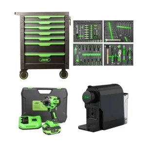 Jbm serie531e carrello 7 cassetti con 172 utensili e avvitatore a impulsi 1/2" a batteria - dettaglio 1