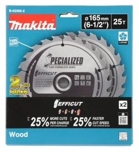 Makita b-62985-2 efficut lama per sega circolare 165x20 mm per legno 2 pz. - dettaglio 1