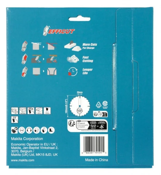 Makita b-62985-2 efficut lama per sega circolare 165x20 mm per legno 2 pz. - dettaglio 2