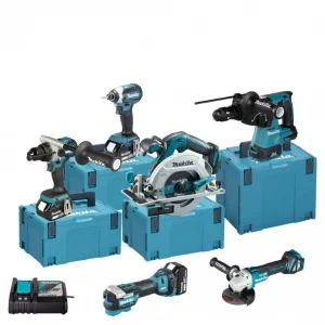Makita DLX6139JX1 - Set avvitatori, tassellatore, sega circolare, smerigliatrice e utensile multifunzione 18 V - DLX6139JX1