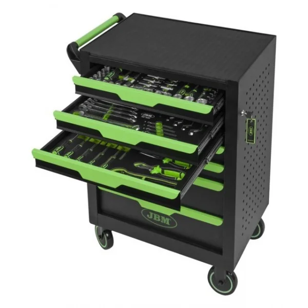 Jbm 54834 cassettiera verde 7 cassetti con utensili 154 pz. - dettaglio 2