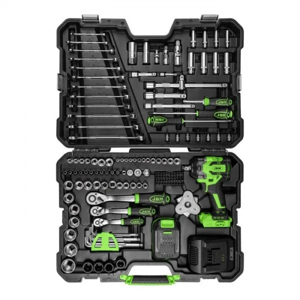 JBM 54863 Avvitatore a impulsi 800 Nm a batteria con assortimento 152 Pz. - 54863