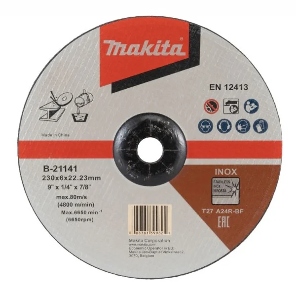 Makita A24R Disco abrasivo a centro depresso per acciaio Inox