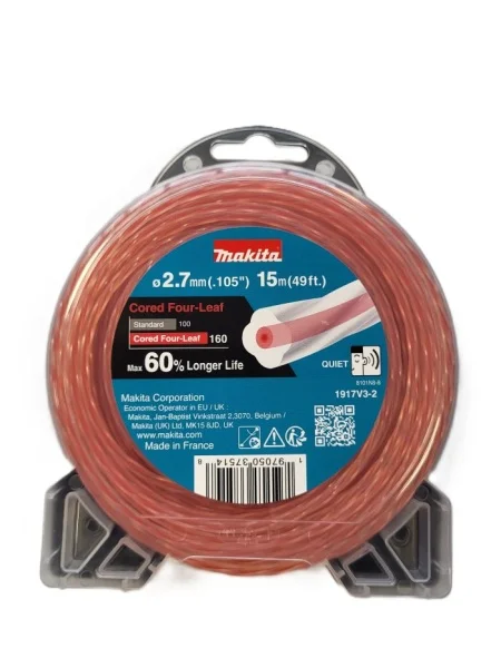 Makita Filo in nylon Four Leaf ricoperto rosso 2,7 mm per decespugliatore