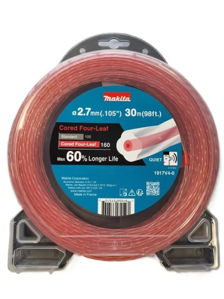 Makita Filo in nylon Four Leaf ricoperto rosso 2,7 mm per decespugliatore