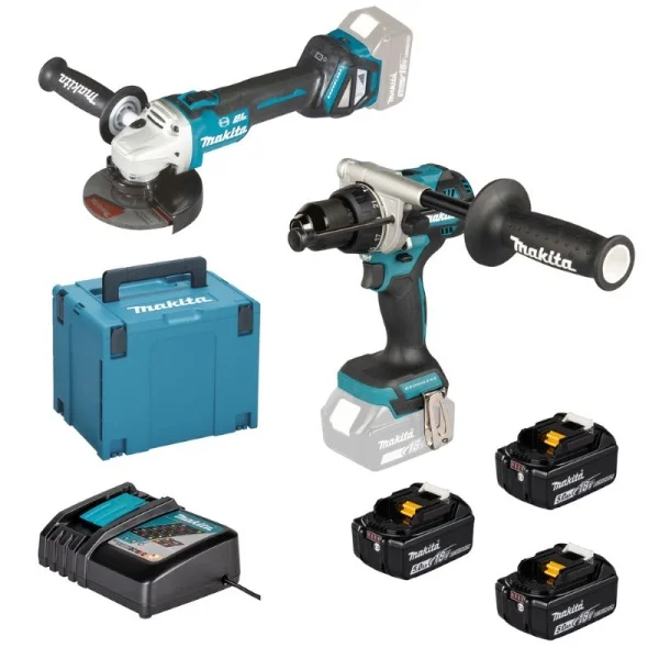 Set smerigliatrice angolare e trapano avvitatore a percussione 18 V a batteria Makita DLX2547TJ - DLX2547TJ