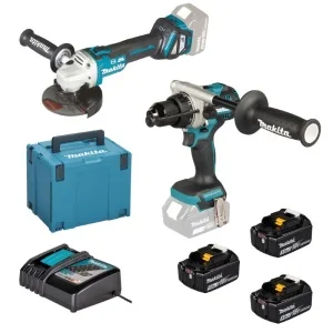 Set smerigliatrice angolare e trapano avvitatore a percussione 18 V a batteria Makita DLX2547TJ - DLX2547TJ