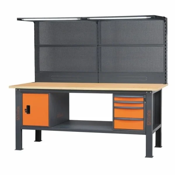 Beta banco completo con piano in legno 2,1 m con cassetti e anta c58bc-w2,1 4ca/o+svr led 058000743 - dettaglio 1