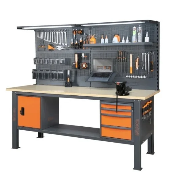 Beta banco completo con piano in legno 2,1 m con cassetti e anta c58bc-w2,1 4ca/o+svr led 058000743 - dettaglio 2