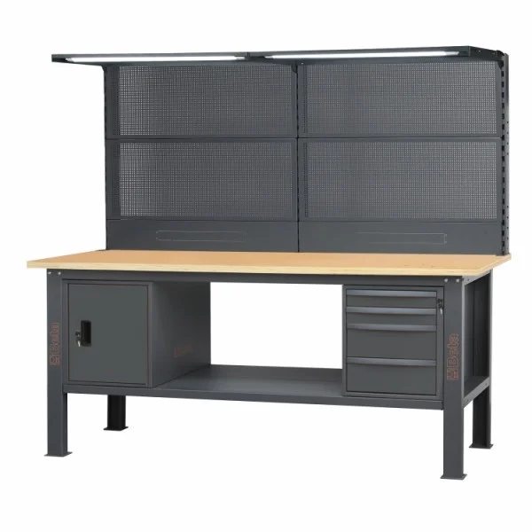 Beta banco completo con piano in legno 2,1 m con cassetti e anta c58bc-w2,1 4ca/a+svr led 058000748 - dettaglio 1
