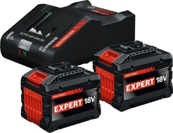 Bosch set 2 batterie 18 v 15,0 ah e caricabatterie cod. 1600a0373z - dettaglio 1
