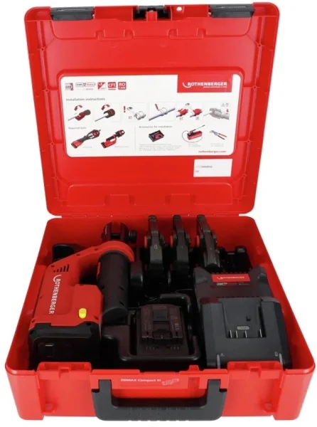 Rothenberger romax compact iii ampshare pressatrice elettroidraulica 19 kn set ganasce u a batteria 1000004283 - dettaglio 1