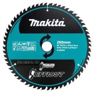 Makita lama tct efficut 260x30 mm 60 denti per legno e-29549 - dettaglio 1