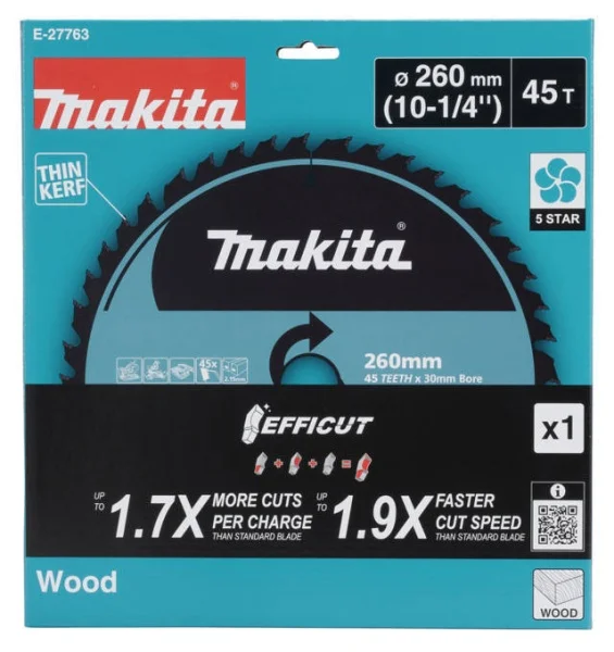 Makita lama tct efficut 260x30 mm 45 denti per legno e-27763 - dettaglio 3