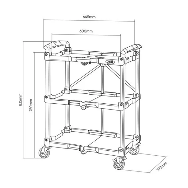 Jbm carrello con 3 vassoi pieghevole 55001 - dettaglio 7