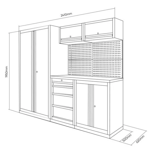 Jbm composizione arredo officina con piano mdf serie579 - dettaglio 2