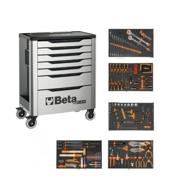 Beta Cassettiera mobile porta attrezzi 7 cassetti con assortimento 288 Pz. 3900 RSC39/7-G VI cod. 039000702 - 039000702