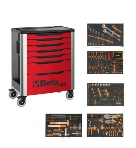 Beta Cassettiera mobile porta attrezzi 7 cassetti con assortimento 288 Pz. 3900 RSC39/7-R VI cod. 039000703 - 039000703