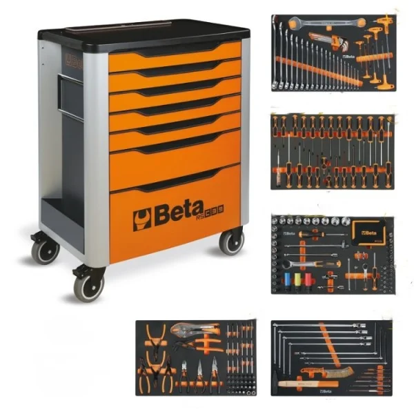 Beta cassettiera mobile porta attrezzi 7 cassetti con assortimento 285 pz. 3900 rsc39/7-o va 039000711 - dettaglio 1