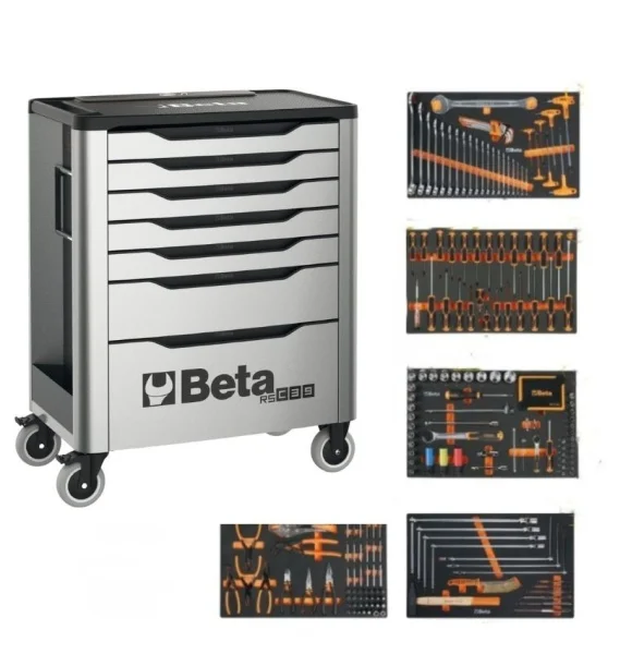Beta Cassettiera mobile porta attrezzi 7 cassetti con assortimento 285 Pz. 3900 RSC39/7-G VA cod. 039000712 - 039000712