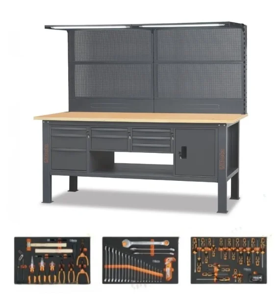 Beta Banco completo con piano in legno 2,1 m con assortimento 89 Pz. C58BC-W2,1/A-89UT cod. 058000977 - 058000977